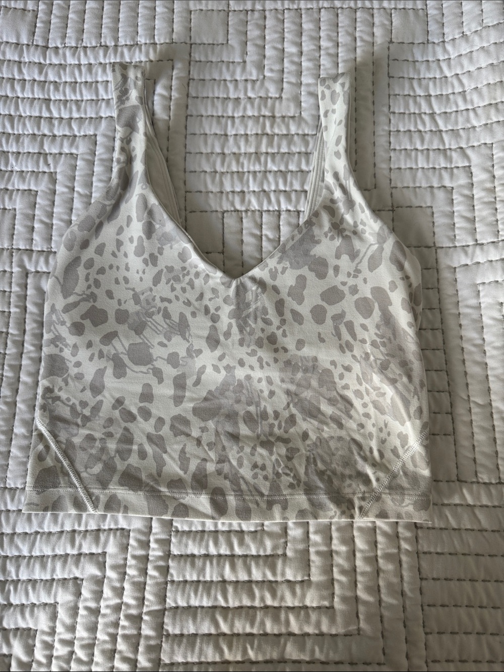lululemon athletica Light Gray and White Leopard Print Sports Bra